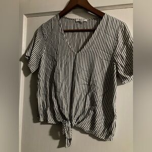 Madewell small striped v-neck tied front top